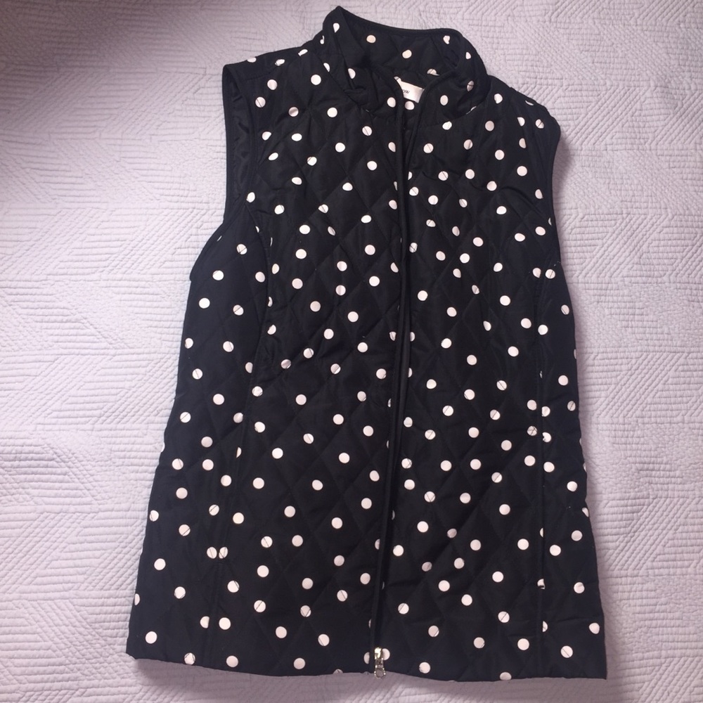 3 for $25 Black and White Polka Dot Puffer Vest
